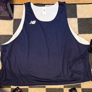 New Balance Men's Dark Blue and White Tank Top